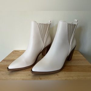 White Pointed Toe Ankle Boots